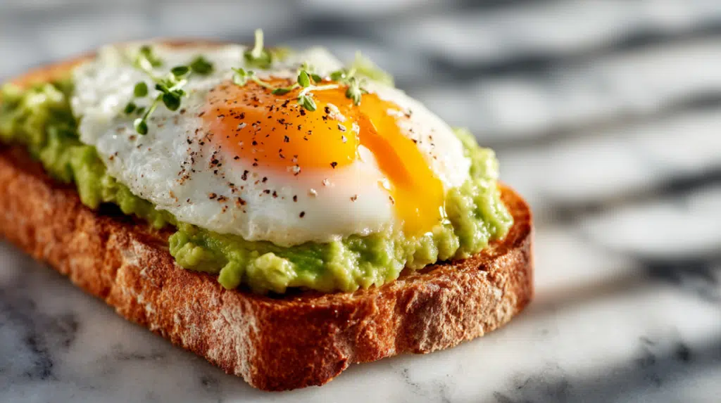 Avocado toast with a perfect runny egg
