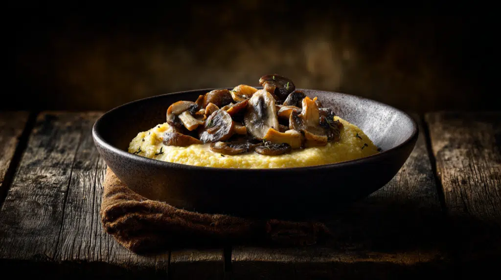 Creamy Garlic Polenta With Mushrooms