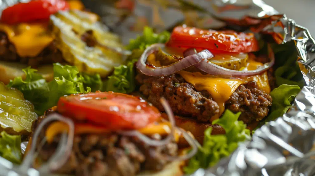 Keto cheeseburger foil packets