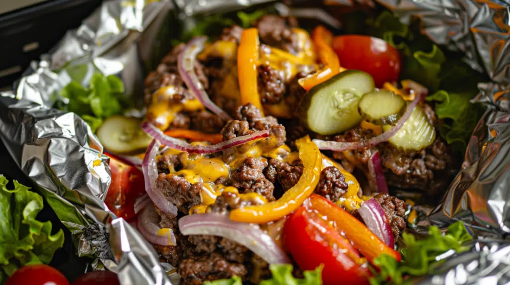 Keto cheeseburger foil packets 