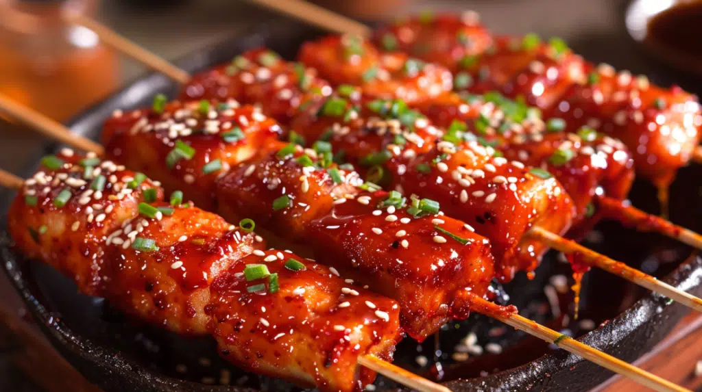 Korean Spicy Rice Cake Skewers (Tteok Kkochi)
