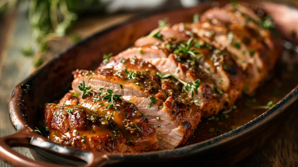 Maple Dijon glazed pork tenderloin