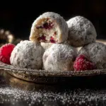 Raspberry Almond Snowball Cookies