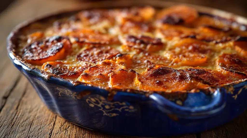 Scalloped sweet potatoes baked