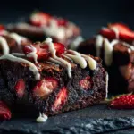 Strawberry Brownies with White Chocolate Ganache