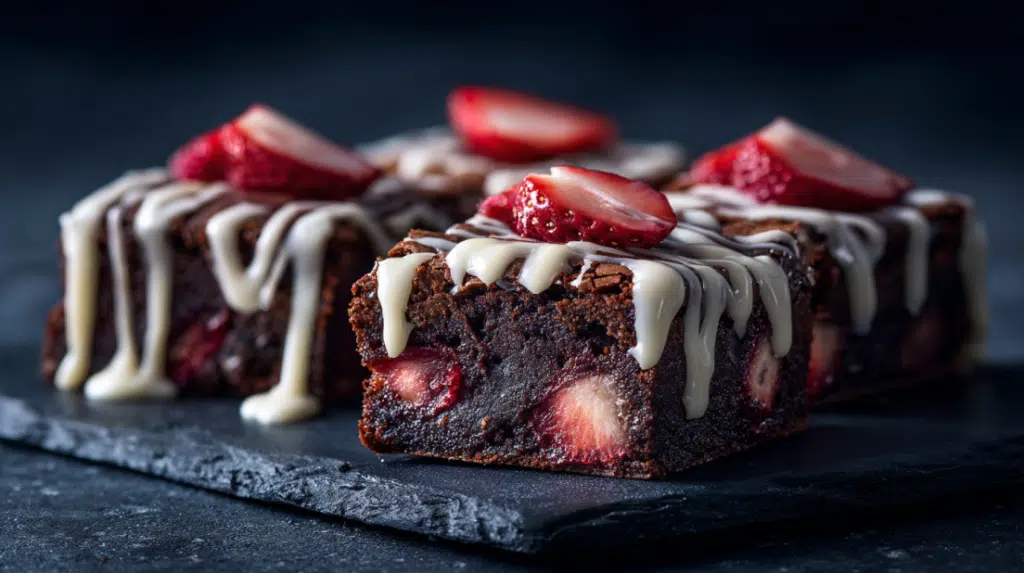 Strawberry Brownies with White Chocolate Ganache