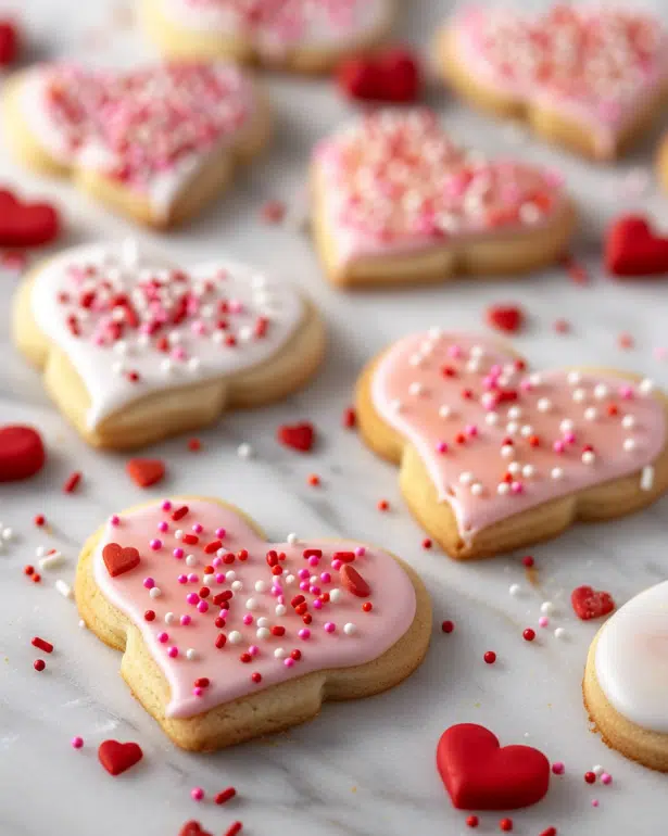 Valentine’s Day heart-shaped sugar cookies