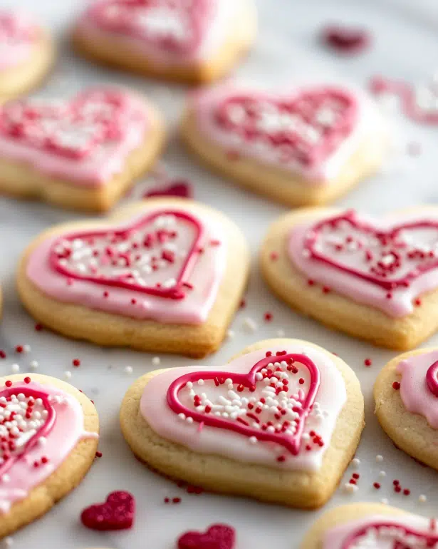 Valentine’s Day heart-shaped sugar cookies