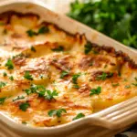 baked three-cheese au gratin potatoes