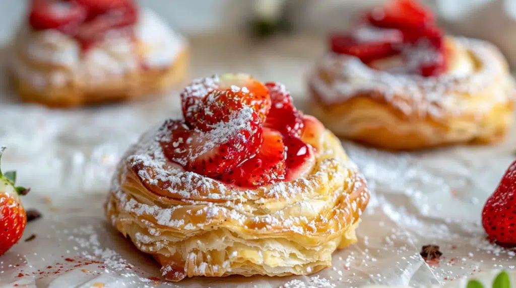 baked vegan strawberry cream danishes