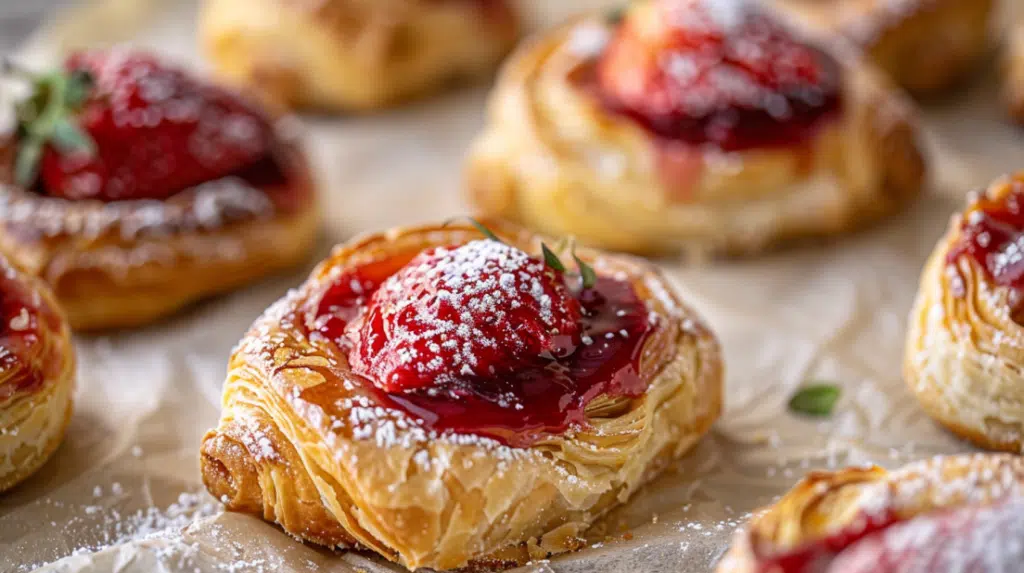 baked vegan strawberry cream danishes