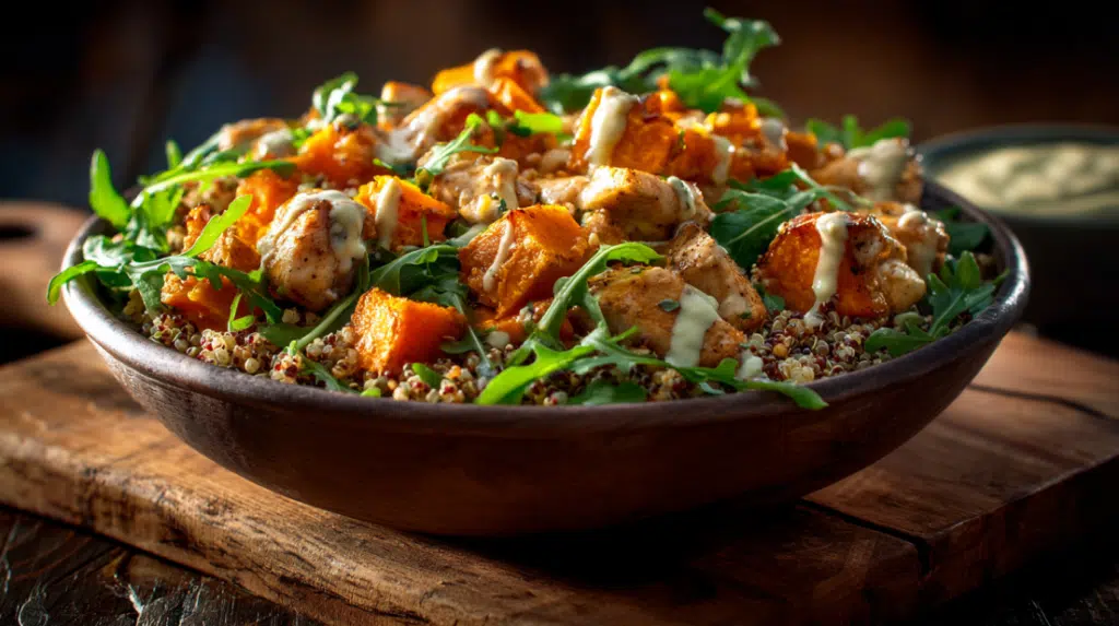 chicken and sweet potato grain bowl