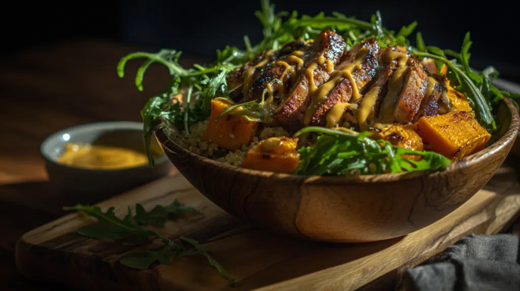 chicken and sweet potato grain bowl