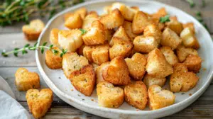 crispy heart-shaped croutons