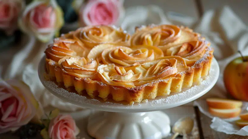 heart-shaped apple Valentine tart