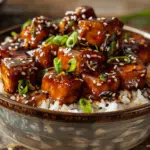 honey garlic tofu cubes