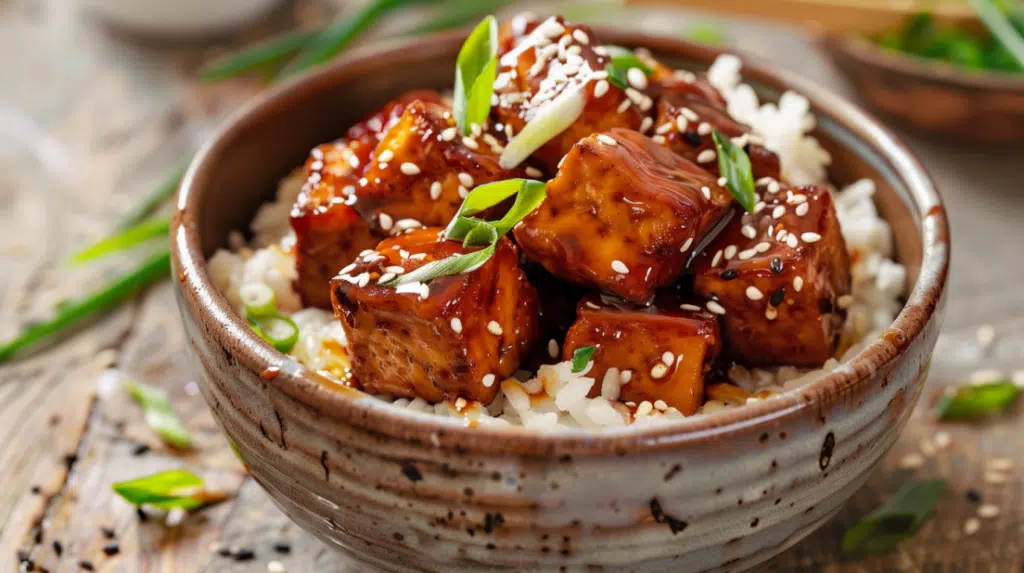 honey garlic tofu cubes