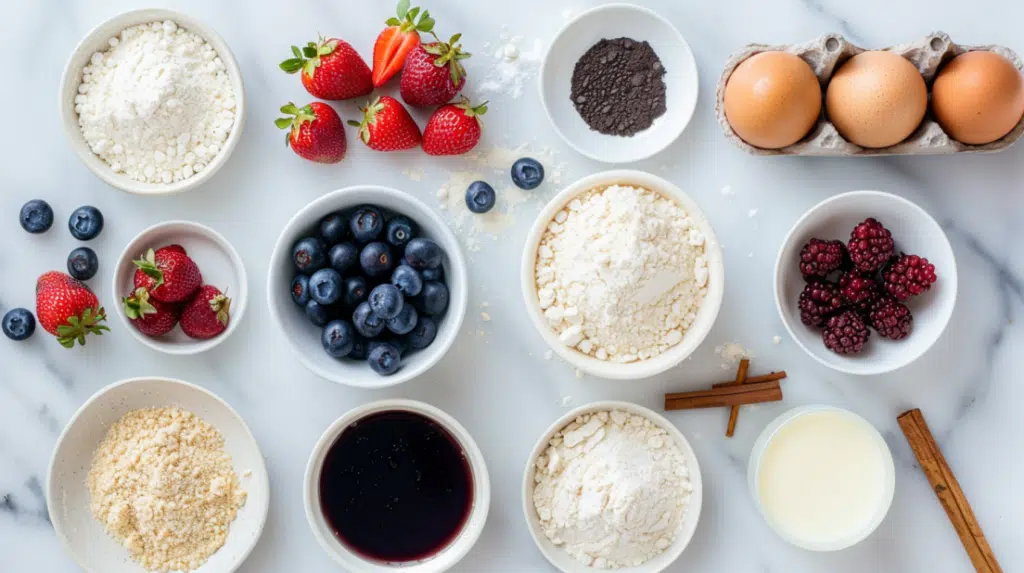 ingredients for berry crumb cake