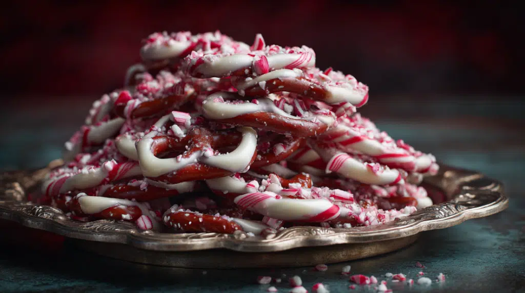 white chocolate peppermint pretzels