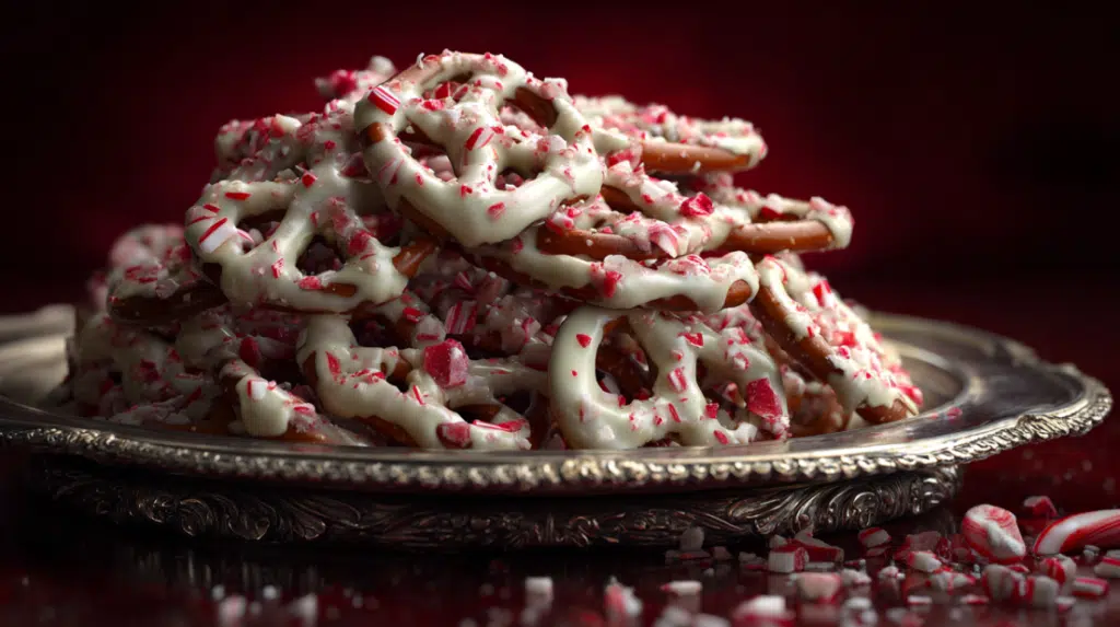white chocolate peppermint pretzels