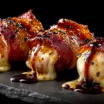 Beef Bacon Mozzarella Poppers with Sweet Glaze