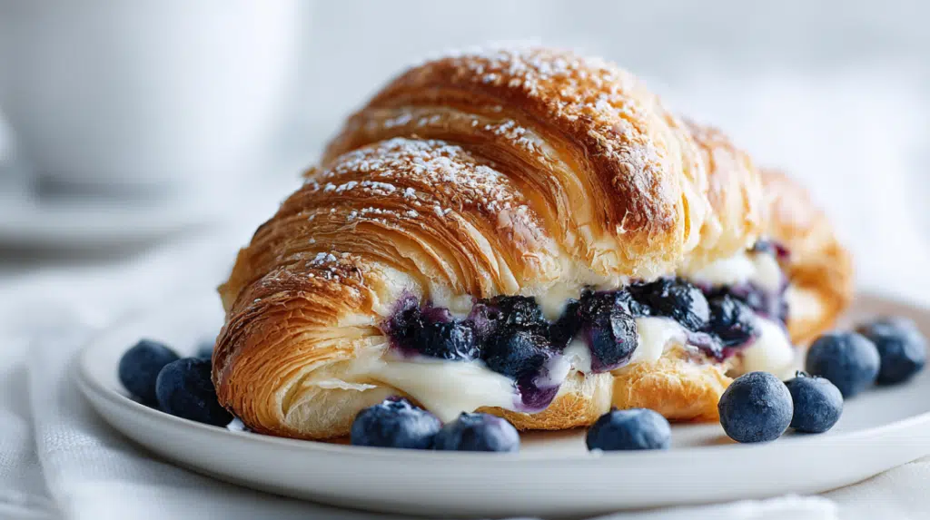 Blueberry Cream Cheese Croissant Casserole