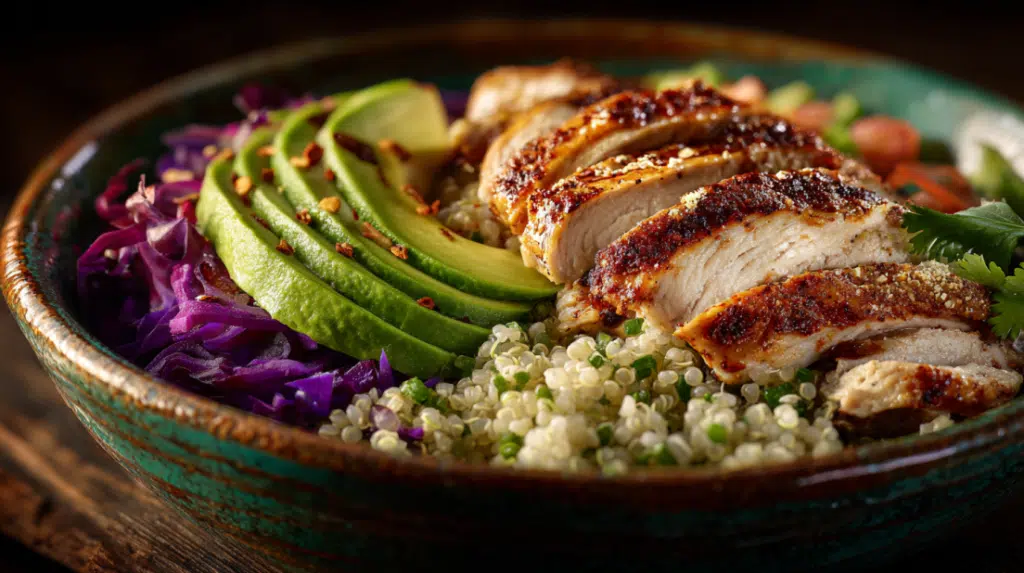 Healthy Low-Cal Chicken Taco Bowls with Avocado