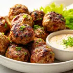 Korean BBQ Meatballs with Spicy Mayo Dip