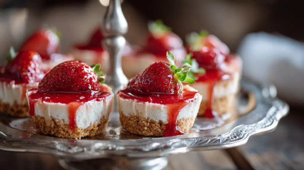 Mini strawberry cheesecakes