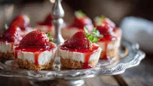 Mini strawberry cheesecakes