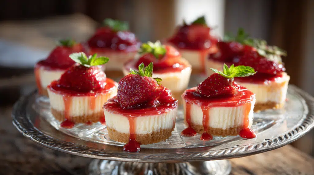Mini strawberry cheesecakes