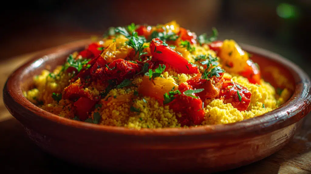Saffron Couscous with Roasted Peppers