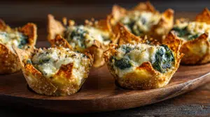 Spinach and Artichoke Wonton Cups