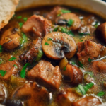 Steak and Ale Soup with Mushrooms