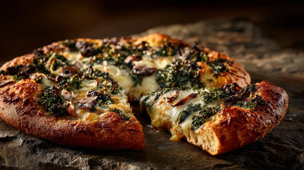 Vegan Kale and Mushroom Pizza
