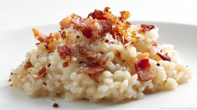 Caramelized Onion Bacon and Parmesan Risotto