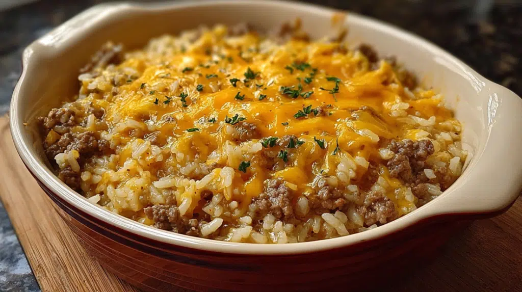 Cheesy Hamburger Rice Casserole