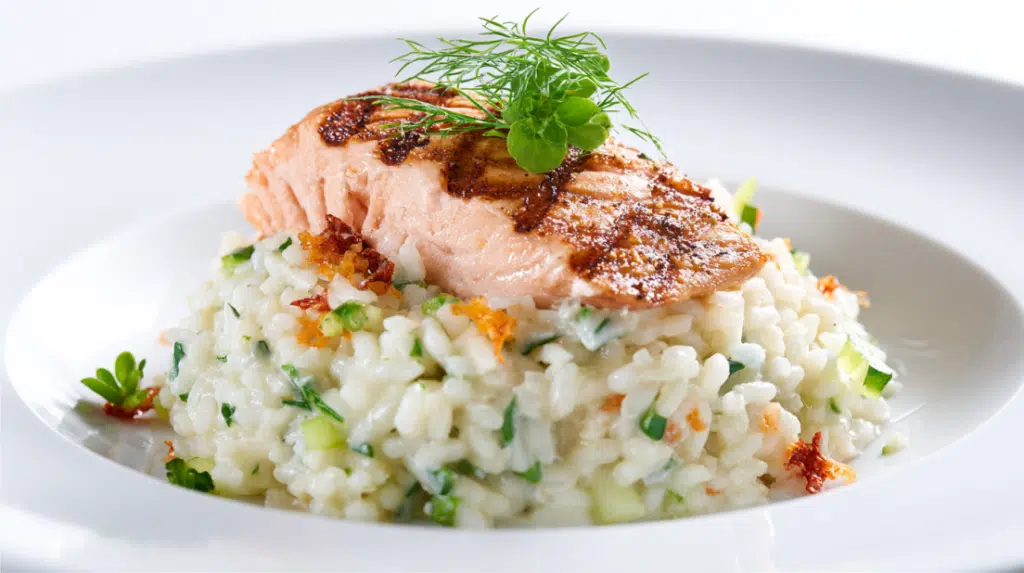 Japanese Style Risotto with Seared Salmon