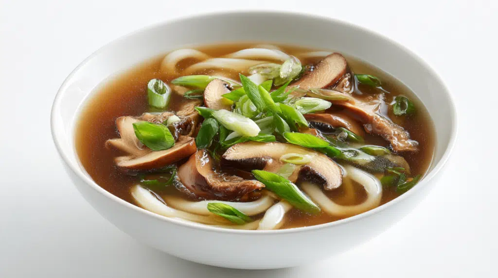 Miso Udon Noodle Soup with Teriyaki Mushrooms