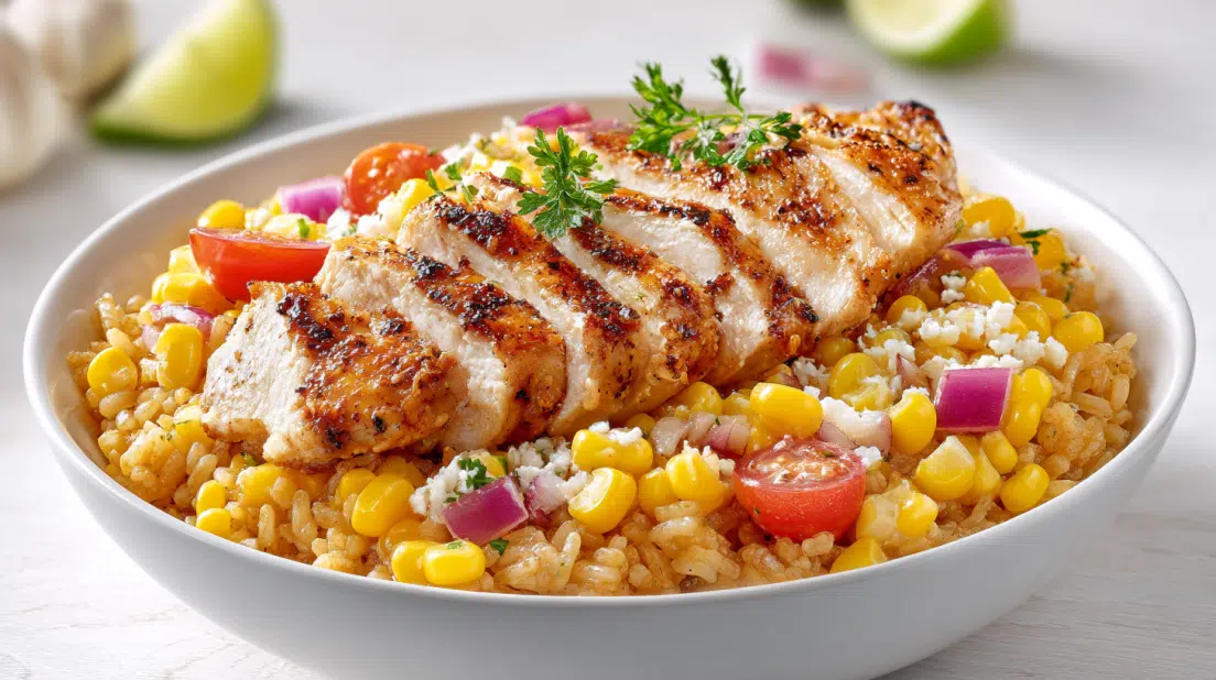 30-Minute Street Corn Chicken Rice Bowl: A Flavorful Family Delight!