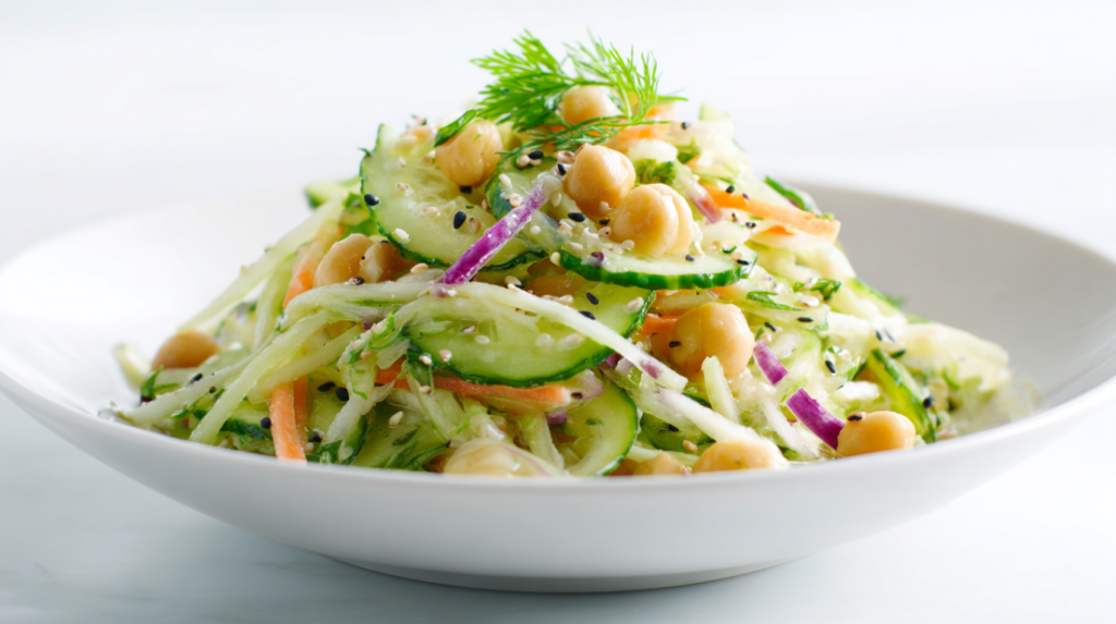 Asian Cucumber and Chickpea Slaw with Sesame Dressing