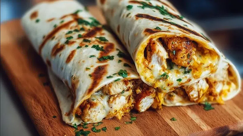 Cheesy Garlic Chicken Wraps