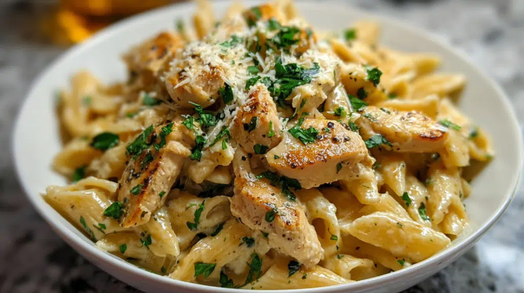 Healthy Garlic Parmesan Chicken Pasta
