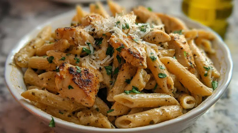 Healthy Garlic Parmesan Chicken Pasta