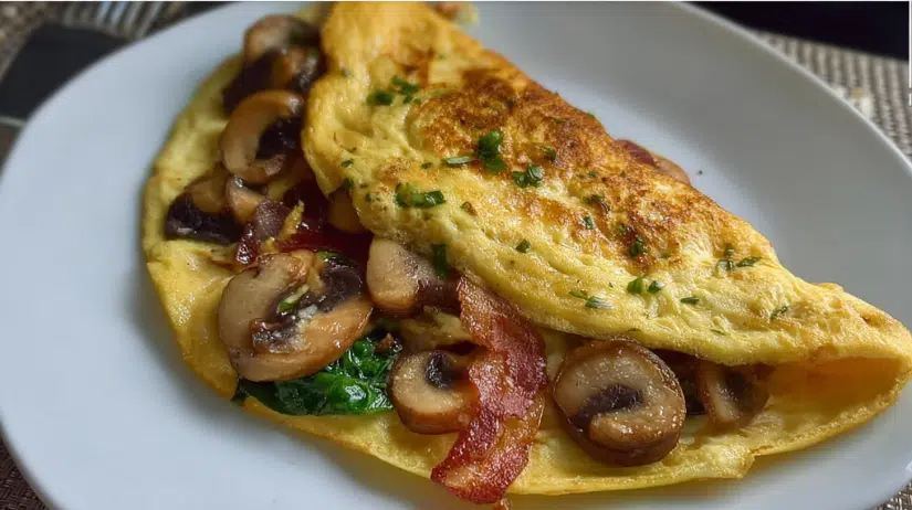 Keto Bacon & Mushroom Omelette 