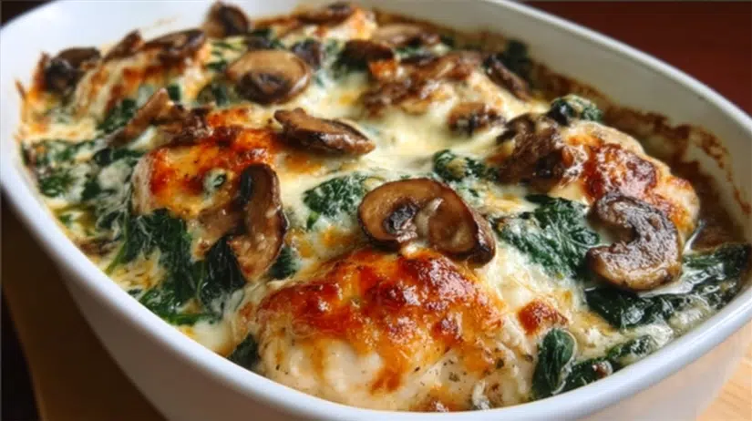 Low-Carb Chicken Spinach Mushroom Bake: A Family Favorite!