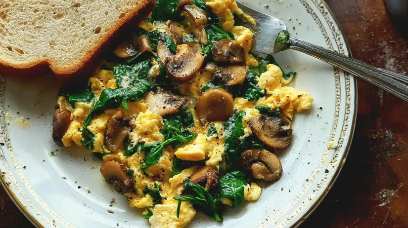 Mushroom Spinach Scrambled Eggs