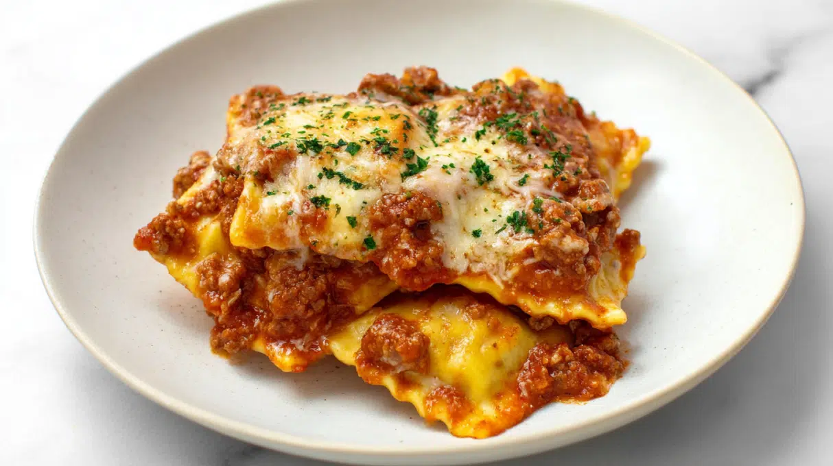 Baked Cheesy Ravioli and Meat Sauce: A Comfort Food Delight!