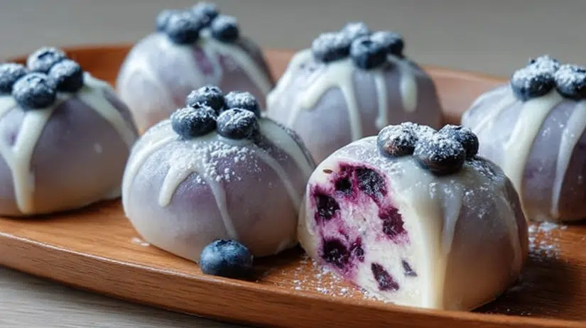 Blueberry Cream Mochi Buns