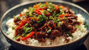 Crispy Chilli Beef Rice